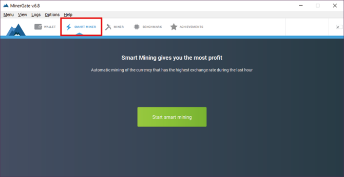 「MinerGate(マイナーゲート)」の起動画面